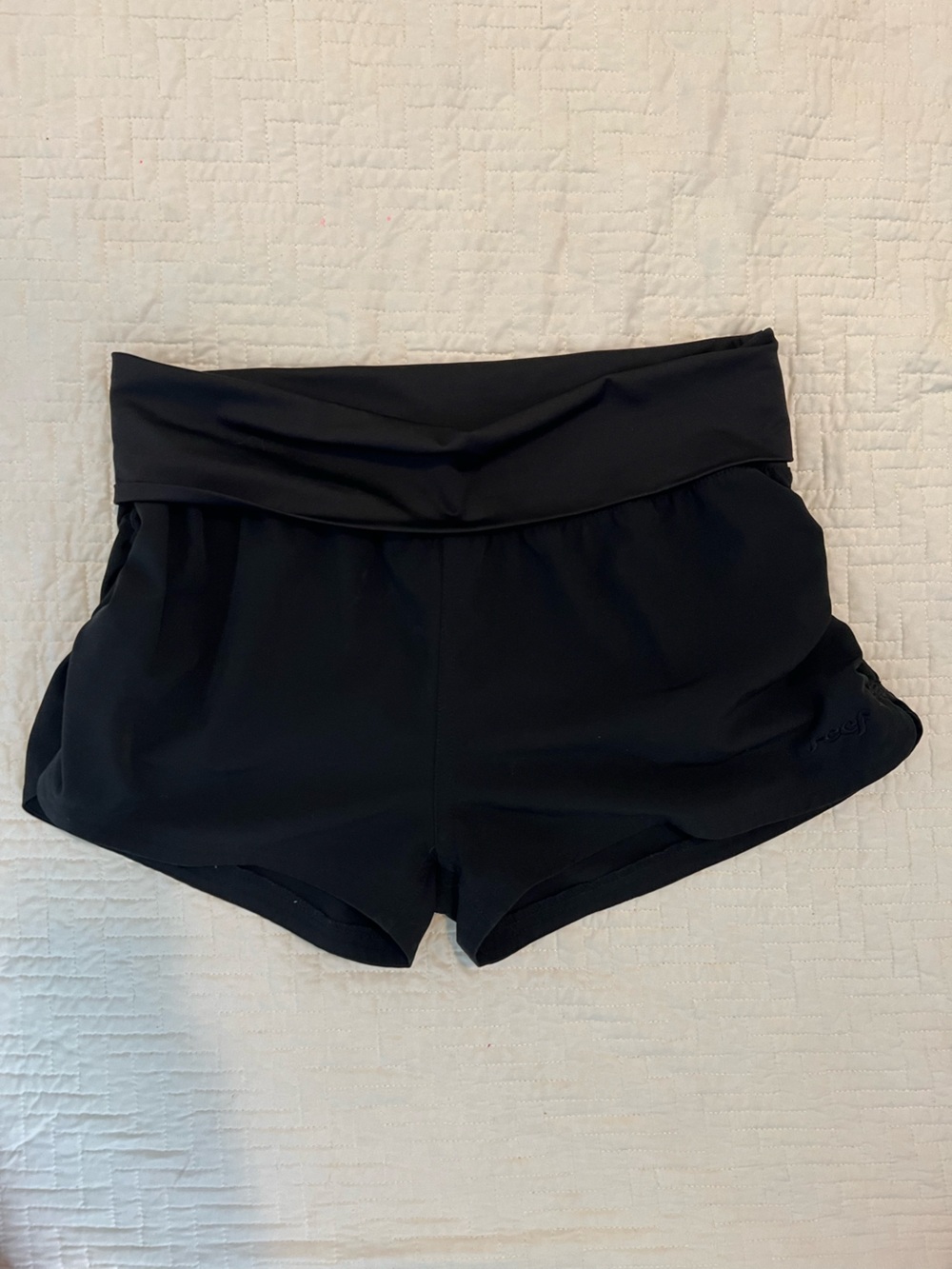 Reef Black Fold Over Waist Swim Shorts Size Small